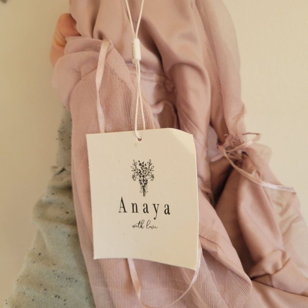 NWT Anaya Maxi Dress Lined Mesh Pink Assymetrical Bridesmaid Formal Small 4 - Picture 3 of 14
